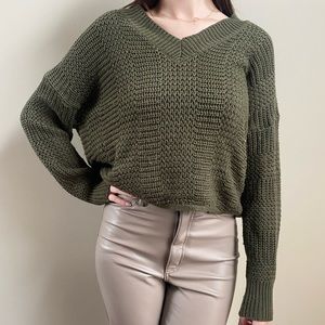 Revamped green knitted sweater